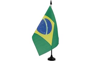 AZ FLAG Bandiera Da Tavolo Brasile 21x14 cm - Piccola Bandierina Brasiliana 14 x 21 cm