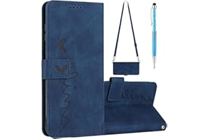 Grandoin Funda para Motorola Moto G71 5G con Cuerda, Funda Tapa Libro Movil Carcasa PU Cuero Funda para Motorola Moto G71 5G con Correa Colgante Ajustable [Ranura para Tarjeta] (Azul)