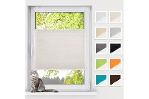 ‎BELLEMAX BelleMax Plissee ohne Bohren Klemmfix, Beige 110x130cm(BxH), Easyfix lichtdurchlässig Sichtschutz und Sonnenschutz, Jalousie Plisseerollo mit Klemmträger, Faltrollo für Fenster & Tür