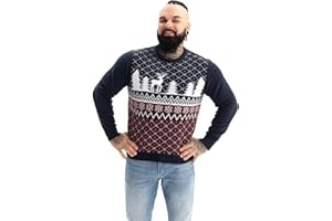 U LOOK UGLY TODAY Hässlicher Weihnachtspullover Herren Unisex Lustig Ugly Christmas Sweater Chunky Gestrickter Festlicher Fairisle Pullover für Weihnachten