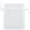 Ankirol 50pcs Sheer Organza Favor Bags 12 X 16 INCH X Large Organza Drawstring Bags (white)