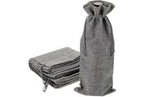 FLYOGA 10 Bolsas Yute para Botellas de Vino, 35cm X 15cm Hessian Wine Carriers con Cordón, Bolsas de Regalo para Vino Envoltura de Botella para Cata de Vinos Fiesta Boda, Rebaño