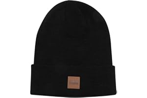 Urban Classics Uniseks Leatherpatch Long Beanie Czapka Zimowa, Czarny