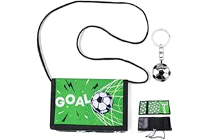 STSAIL Kinder Geldbeutel Jungs Fußball Motiv Kinder Portemonnaie Jungen Geldbeutel Kinder mit Fußball Schlüsselanhänger, Geldbörse Kinder Set Karten Brustbeutel für Teenager Jungs Mädchen