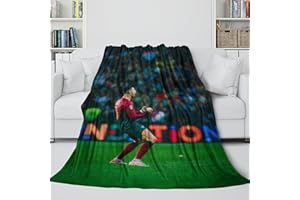 REIPOL Ronaldo Flauschige Decke - Fußball Waschbare Flanell Decke Für Kinder Jungen Mädchen Jugendliche - Bett Sofa Büro Krippe - Weihnachten Geburtstag Geschenk Idee(100x130cm)