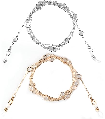 2 Pezzi Catena di Occhiali Catenelle per Occhiali Donna Catenina Occhiali Catena Occhiali da Antiscivolo Cinturino