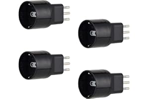 Electraline 92376 Set di 4 Adattatori Speciali Disassata Salvaspazio da Schuko a Spina Piccola Italiana 10A, Nero, Confezione da 4
