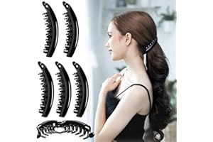 ‎RC ROCHE ORNAMENT RC ROCHE 6 Stück Bananenspange Banana Clip Haarklammer Haarspange Pferdeschwanz Damen Bananenklammer Hochwertig Robust für Mehr Volumen, Medium Schwarz