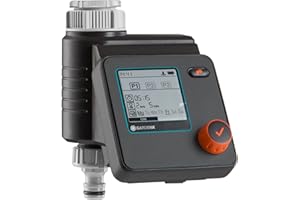 Gardena 1891-20 Programador de riego Select riego automático y en Poco Tiempo, 3 programaciones para un riego Flexible, función Water Now, Color Negro/Gris/Naranja
