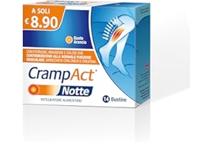LINEA ACT Crampact Notte, Integratore Alimentare con Potassio, Magnesio e Calcio per la Regolare Funzione Muscolare, GUSTO ARANCIA - Confezione da 14 Bustine