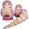 Matriochkas Russes En Bois - Lot De 7 Poupées Gigognes Traditionnelles