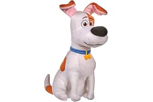 UNIVERSAL Whitehouse Leisure International Ltd. Mascotas (The Secret Life of Pets 2) - Peluche MAX, Perro Blanco con Manchas Marrones 29 cms. - Calidad Super Soft - Precio por Modelo (Sentado).