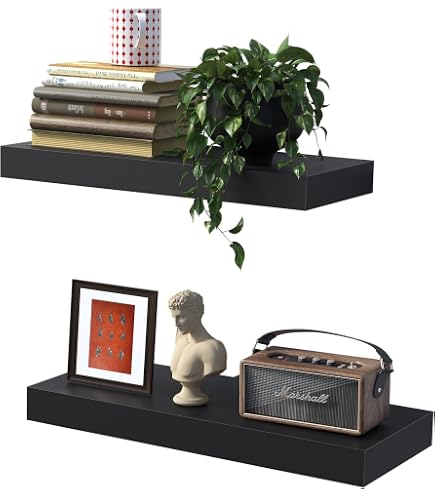Étagère Murale Fixy 80cm Noir - MDF - 1 Étagère - Design Moderne Et Pratique
