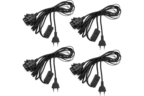 4 x E14-uttag med kabel och strömbrytare, E14-uttag med 3,5 m nätsladd, ringströmbrytare, upphängning för vardagsrum, sovrum och kök