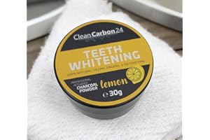 ‎CLEAN CARBON 24 POWERED BY CLEAN PROCESS TEETH WHITENING Aktivkohle Zahnaufhellungspulver Zitrone, 100% natürlich, vegan, bio, entgiftend, 30g, CleanCarbon24