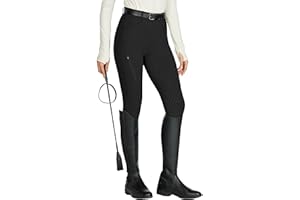 WILLIT Pantalon d'équitation pour femme - Pantalon d'équitation en silicone - Taille haute - Stretch - Avec poche zippée et passants de ceinture