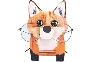 PWSHYMI Uchwyt na Okulary w Kształcie Zwierząt - Drewniany Stojak na Okulary w Kształcie Lisa do Dekoracji Biurka Domowego(Lis)