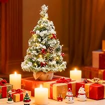 Amazon.de: Kleiner Weihnachtsbaum mit Beleuchtung, 55 cm geschmckter  knstlicher Weihnachtsbaum inkl. LED-Lichterkette & Deko  fertig dekoriert  fr Tisch, Fensterbank oder Party