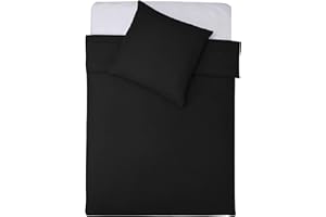 Lumaland Premium Pościel bawełniana z zamkiem błyskawicznym 135 x 200 cm, poszewka na poduszkę 80 x 80 cm, czarna