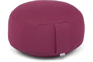 Bodhi Cuscino da meditazione Rondo ECO | Cuscino da yoga con imbottitura biologica di farro | Rivestimento in 100% cotone | Rivestimento lavabile con pratica cinghia | Altezza 20 cm