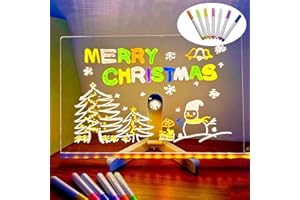 GYZGIRLOVER LED Note Board with 7 Colors Pen-30x20cm LED Message Board, Clear Desktop Note Memo Lamp, Arts Doodle Notepad Table White Board for Child Kid School Bar Cafe Home Office