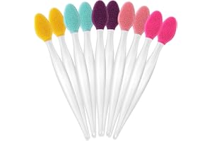 WLLHYF 10 Pcs Lip Scrub Brush Double-Sided Silicone Exfoliating Tool Mini Soft ​Lip Brush Cleaner for Men Women Lightening Dark Lips Smoother Fuller Lip Appearance