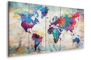 murando - Quadro Terra Mondo 200x80 cm - 5 pezzi Stampa su Tela XXL Immagini Moderni Quadri Murale Fotografia Grafica Decorazione da Parete per il Soggiorno Mappamondo per Bambini k-A-0179-b-n