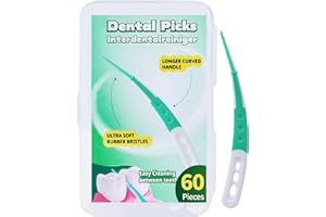 LAOYE Scovolini dentali 60Pezzi Spazzole interdentali Scovolino denti forma curva Silicone scovolini interdentali per un facile accesso allo spazio interdentale - azione delicata per gengive sensibili