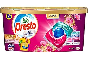 Bio Presto Bio Presto Power Caps Color, Detersivo Lavatrice Predosato In Capsule Per Capi Colorati, Confezione Da 40 Lavaggi - 520 g