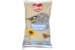 AIMÉ Aime - Nourriture pour oiseaux - Graines pour oiseaux du ciel et de Jardin - Graines de tournesol - Nourriture Respectueuse de l'environnement - Sac de 1 Kg