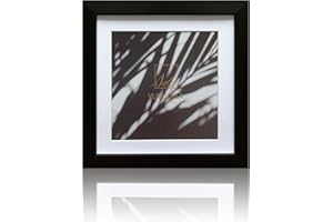 VUVUZULA Square Picture Frames 8x8 Inch Black Photo Frame with Mount for 6x6 Inch Photo with Real Glass for Wall