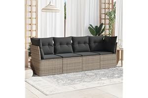 SECOLI Balkon Lounge Balkonmöbel Keiner Sofa Outdoor Gartensofa 3-Sitzer Gartenmöbel-Set Ecksofa Garten Balkonlounge Rattan Polyrattan Lounge Gartenlounge Terrassenmöbel Grau 4-tlg-Type-130