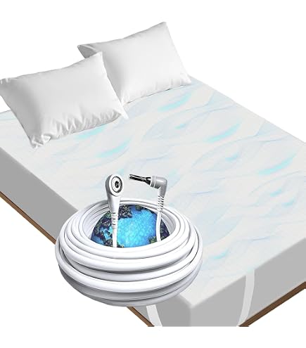 Grounding Draps ajustés Earthing avec câble et adaptateur en coton biologique 5 % fibre de pied pour lit double 150 x 200 x 30 cm