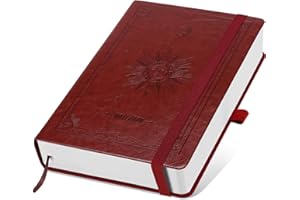 AWBETY Cahier A5 Pointillé | 300 Pages | Papier 100g/m² | S'ouvre à 180° | Couverture Souple en Cuir Design Vintage | Idéal pour le Travail, Bullet Journal et Études (Marron)