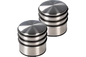 Oxid7® 2x Türstopper Edelstahl matt gebürstet ⌀ 8,7cm, Höhe: 8cm | Massiver Türpuffer 1,1 kg auch für schwere Türen | 3 hochwertige Gummiringe als Schutz