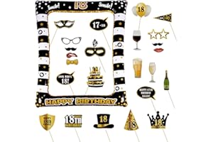 BHGT 18th Birthday Party Inflatable Frame and Photo Booth Props for Her Him Birthday Gold Black Decorations Family Fun Holiday Party Supplies
