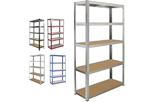 AUTOFU 5 Stöckiges Schwerlastregal Regal, Lagerregal Garagenregal, Metallregal Verzinkt - 200cm x 100cm x 50cm