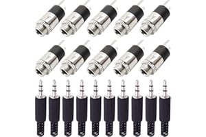 Youmile 10 szt. PJ-392 3,5 mm wtyczka stereo żeńska gniazdo panel zamontować niklowane złącze audio wtyczka audio do MP3 z 10 szt. 3,5 mm wtyczka męska TRS