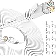 Nixsto Ethernet Cable 7M, Cat6 Ethenret Cable Flat Design High Speed with Network Patch Cords, LAN Cable Clips&Rj45 Connector for Router Modem Faster Than Cat 5e/Cat 5-White