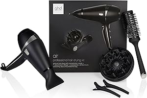 ghd - Coffret sèche-cheveux ghd Air - Sèche-cheveux professionnel (Noir) - Brosse, Diffuseur et Pinces inclus - Séchage et coiffage rapide - Réduit les frisottis - Idéal pour tous types de cheveux