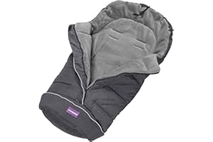 Clevamama Universal Footmuff for Pushchair, Pram, Stroller and Buggy, Thermo Fleece and Waterproof, Extra Long for Baby and Toddler - Grey, 96x98 cm