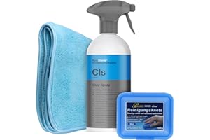 ‎AUTOPFLEGE Auto Lackreinigung Set | Petzoldt's Reinigungsknete Blau 100 Gramm + Koch Chemie Clay Spray Gleitmittel 500ml | Lackknete zur Entfernung von Flugrost Harz Teerflecken vom Autolack