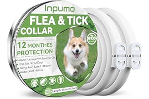 INPUMO Collare Antiparassitario Per Cani, Naturali antipulci per cani da 65 cm, Oli Essenziali Naturali Al 100%, Efficacia 12 Mesi con Ingredienti Antipulci per Cani e Antiparassitari per Cani (2 Pack)