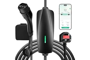 EVJUICION EV Charger APP Control 10M, 6-13A Adjustable Current, 0-48 Hours Delayed Charging, Max. 3.3kW EV Charger Cable Type 2 to 3 Pin Plug, IP65 Waterproof Electric Car Charger for EVs and PHEVs