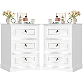 FOREHILL Bedside Tables with 3 Drawers, Bedroom, Pack 2, White | Bedside Tables Bedroom, Bedside Tables, Bedside Table, Moder