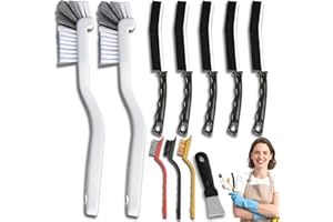Ateweita Set Spazzole per Pulizia Angoli, Setole Dure per Fughe, Spazzola per Fessure per Pavimenti in Gres, Cucina, Bagno, Finestre, Veicolo, WC