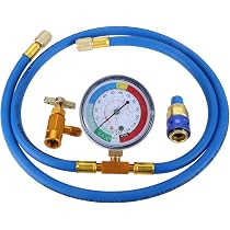 Kit Tuyau Recharge Climatisation R134a - Manomètre, Ouvre-Bouteille