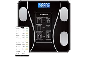 THE VILLAGE SWEET CO. Digital Bluetooth Bathroom Weighing Scales for Body Weight - High Precision Smart Scale with App, 180kg Max, Step-on technology, LCD Display - Track Weight, BMI, Body Fat, Water & More