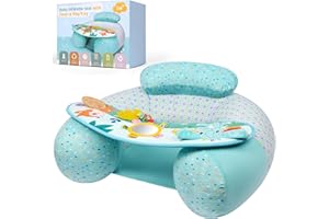 Alaoo Portátil e Inflable Asiento, con Bandeja de Juego Extraíble, Uso Interior y Exterior, Azul