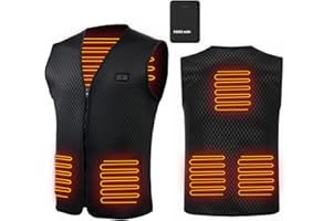 CRRXIN Ogrzewana kamizelka dla mężczyzn i kobiet, ogrzewana kamizelka USB, z baterią 10 000 mAh, elektryczna podgrzewana kamizelka na zimę, na narty, wędrówki, kemping, motocykl, polowanie.